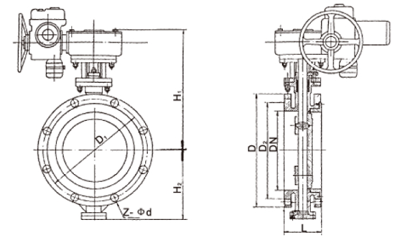 三偏心電動(dòng)蝶閥結(jié)構(gòu)圖