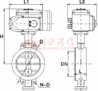 D971X、D973H電動(dòng)對夾蝶閥結(jié)構(gòu)圖