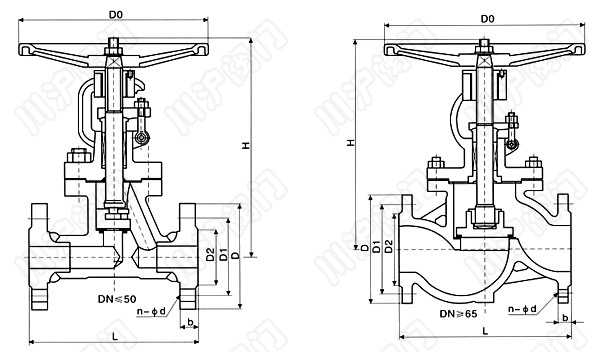 J41H、J41Y、J41W 國標(biāo)截止閥 結(jié)構(gòu)圖