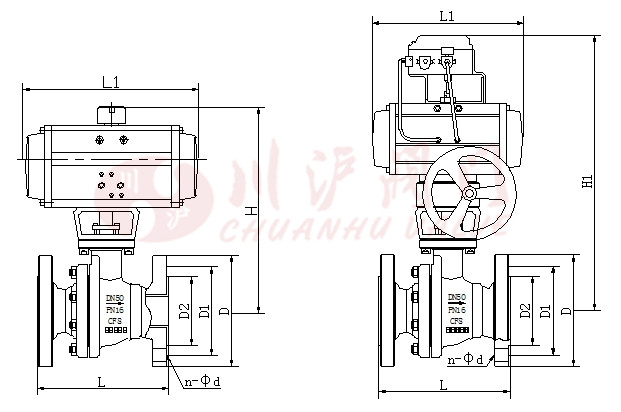 氣動襯氟球閥結(jié)構(gòu)圖